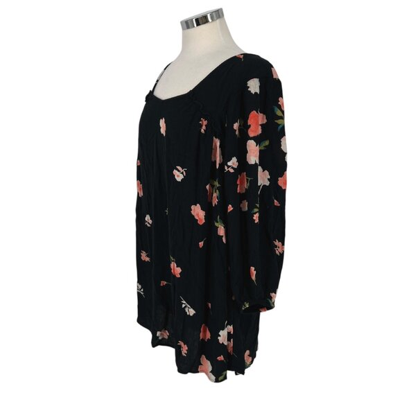 Billabong Beach Craze Floral Black Long Sleeve Tunic Mini Dress Size Medium - Picture 7 of 13
